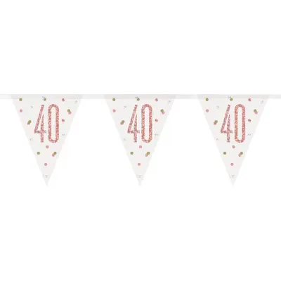Vimpelgirlang 40 Vit/Roséguld