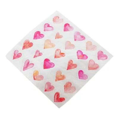 Vita Servetter med Hjärtan - 20-pack