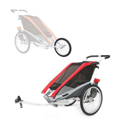 Thule Chariot Cougar 2 cykelvagn + cykel-&joggingkit, röd