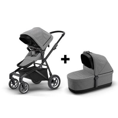 Thule Sleek duovagn, grey melange/svart chassi