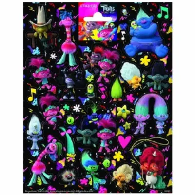 Klistermärke Trolls stort ark