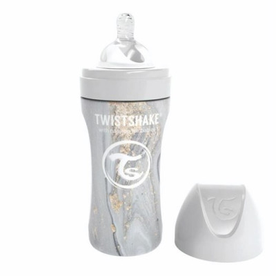 Twistshake Anti-Colic rostfri flaska 330 ml, marble grå