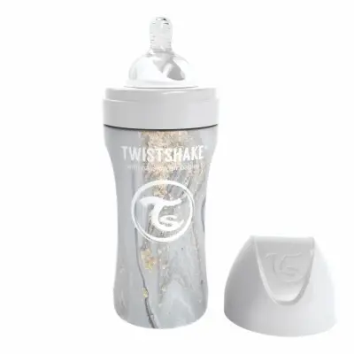 Twistshake Anti-Colic rostfri flaska 330 ml, marble grå