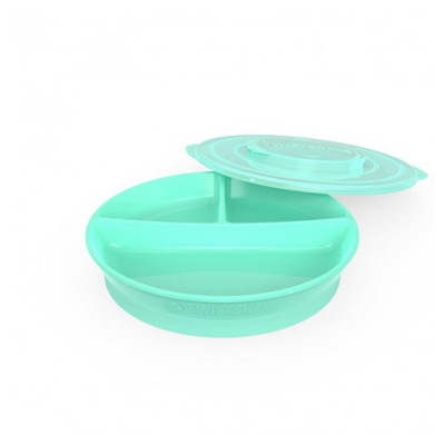 Twistshake indelad tallrik, grön pastell