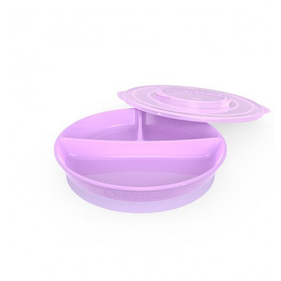 Twistshake indelad tallrik, lila pastell