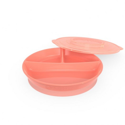 Twistshake indelad tallrik, peach pastell