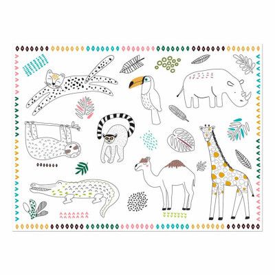 Bordstabletter Målarduk Zoo Party - 6-pack