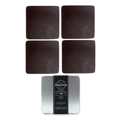 Glasunderlägg Buffelskinn Brun - 4-pack