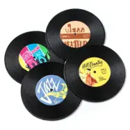 Glasunderlägg Vinylskiva 4-pack
