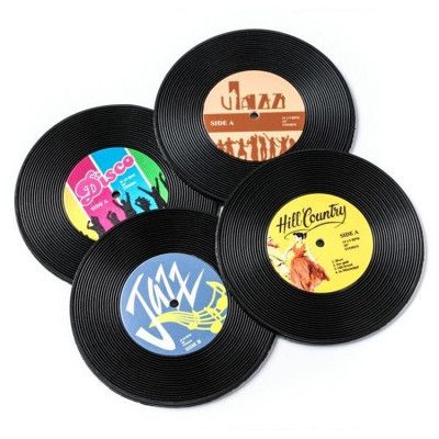 Glasunderlägg Vinylskiva 4-pack