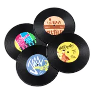 Glasunderlägg Vinylskivor - 4-pack